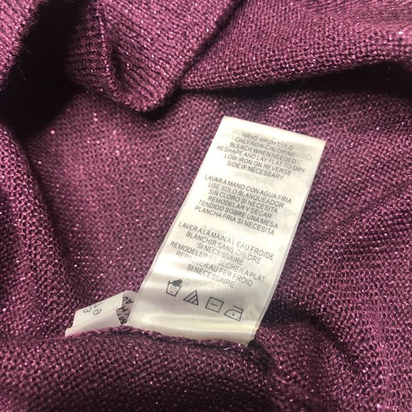 New Calvin Klein Sparkly Bell Sleeve Purple Long Sleeve Thin Sweater Size Medium - Picture 10 of 10
